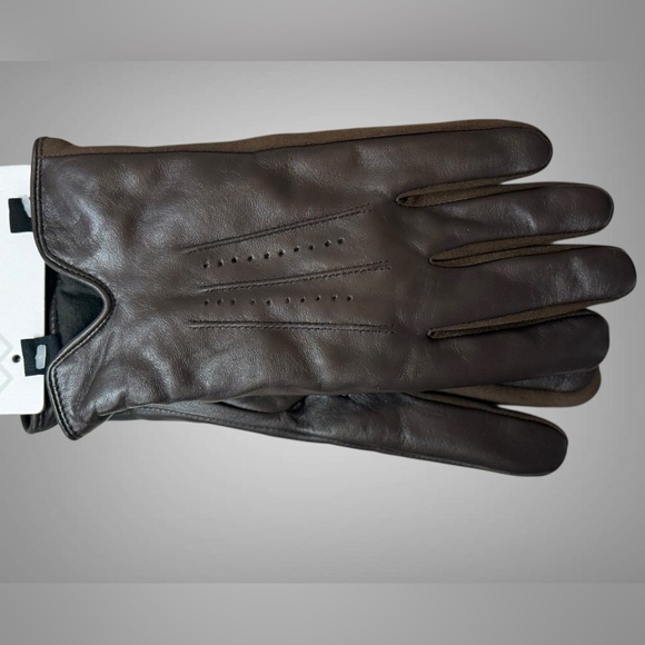 Isotoner Mens SmartTouch Stretch Leather with Perfs & Watch Vent Dark Brown LG - Picture 5 of 5